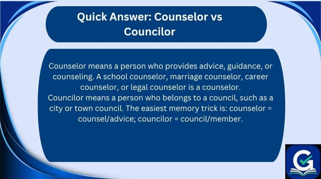 counselor vs councilor