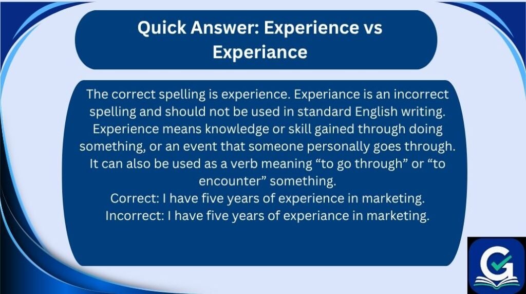 experience vs experiance