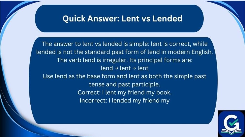lent vs lended