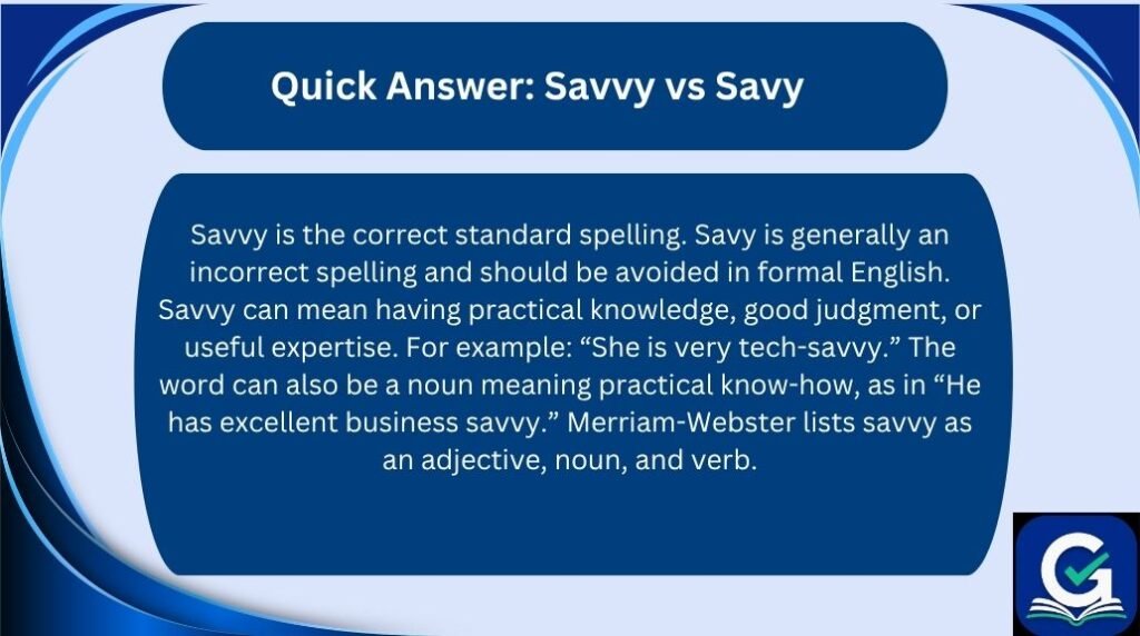 savvy vs savy
