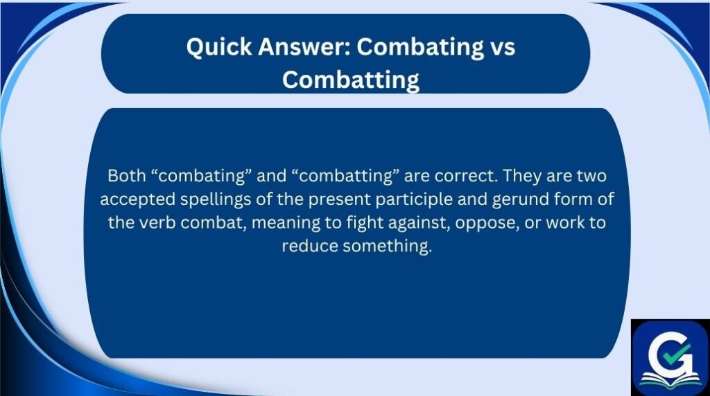combating vs combatting
