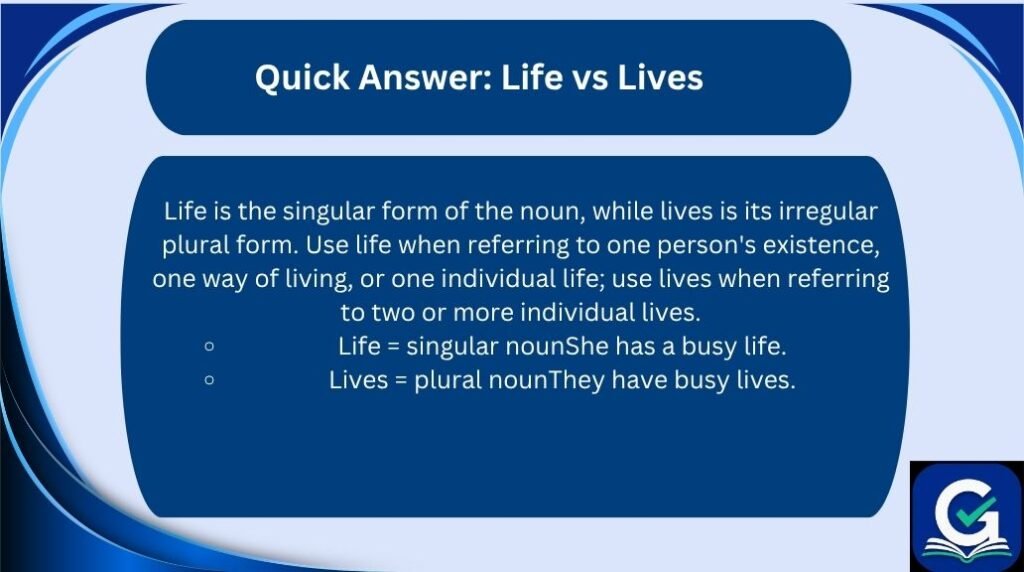life vs lives