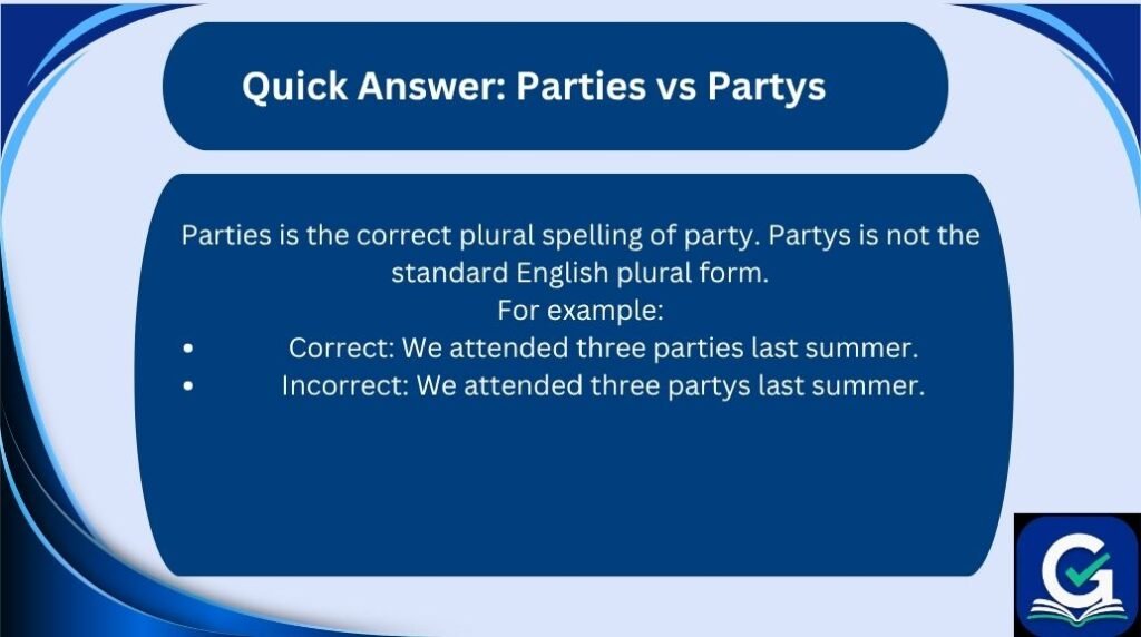 parties vs partys