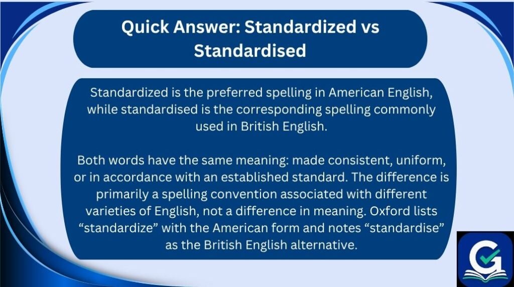 standardized vs standardised