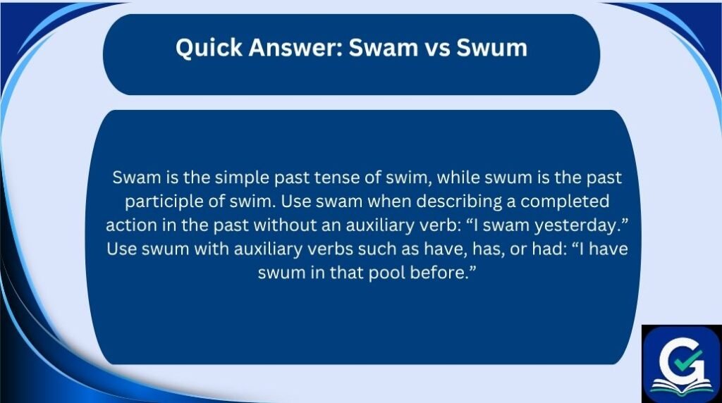 swam vs swum