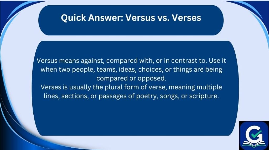versus vs verses